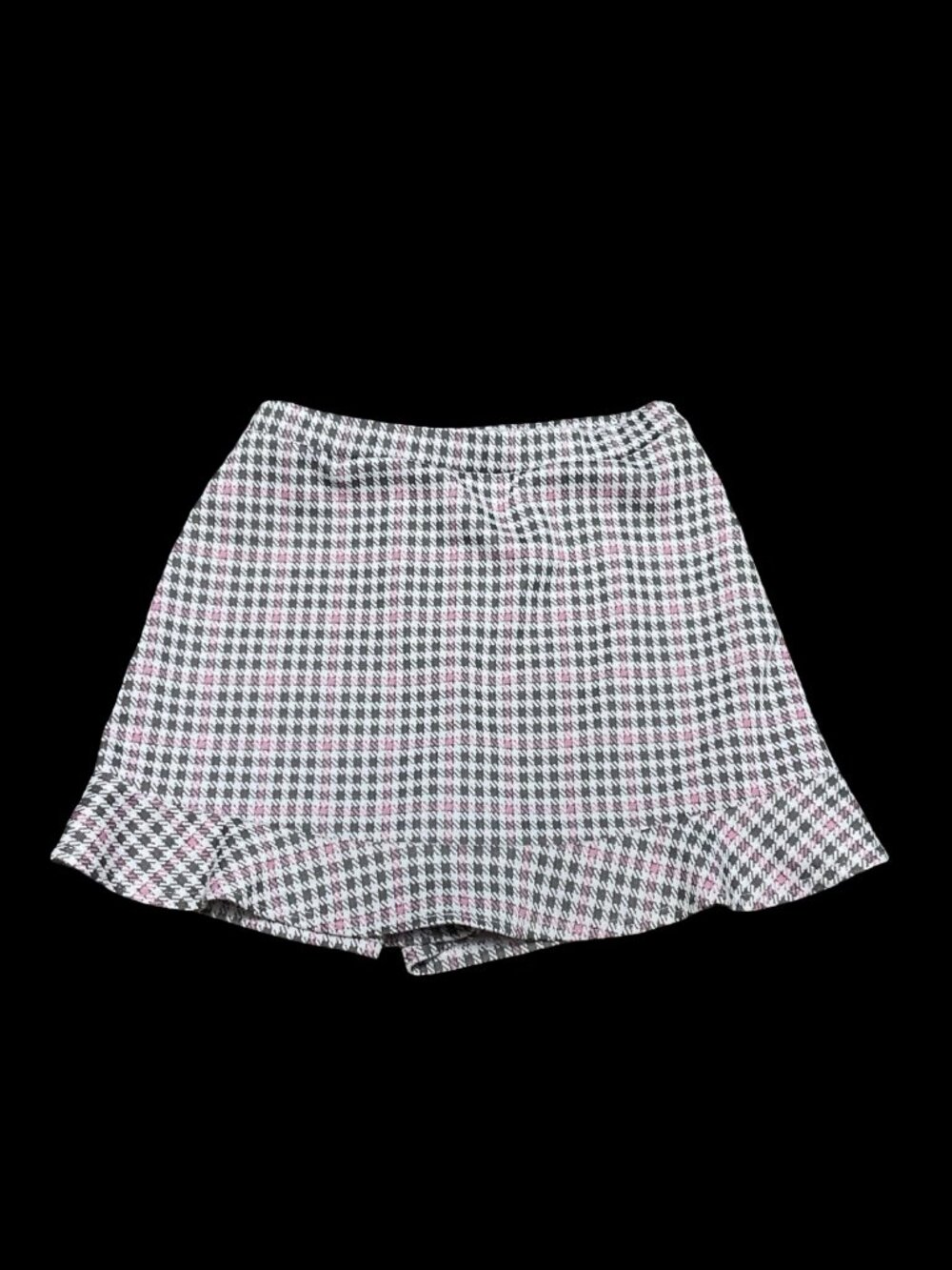 Pink/Grey Houndstooth Print Skort